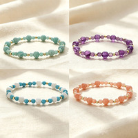 Bracelets élastiques en amazonite, pierres précieuses naturelles, pour femmes et filles, idéal pour un cadeau