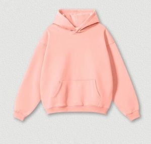 เสื้อฮู้ดสีชมพูแบบยูนิเซ็กส์ ทรงโอเวอร์ไซส์ ผ้าเฟรนช์เทอร์รี่ สวมใส่สบาย มีกระเป๋าหน้า สีพื้น แบบถัก - Product Image 4