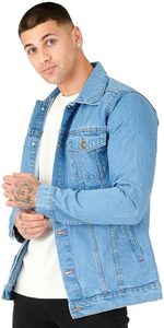 Men's <b>Light</b> Blue Denim Jacket Casual Turn-down Collar Regular Sleeve Washed Cotton Single Breasted Autumn Style - Product Image 1