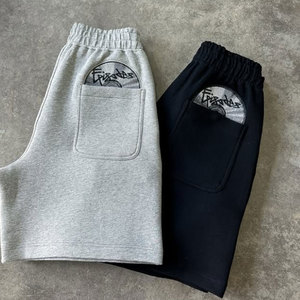 Plain Oversized Baggy Flared Drop Shoulder Cotton Soft Heavyweight 450 Gsm Sweat Running Shorts French Terry Men's Sweatsuit <b>Set</b> - Product Image 2