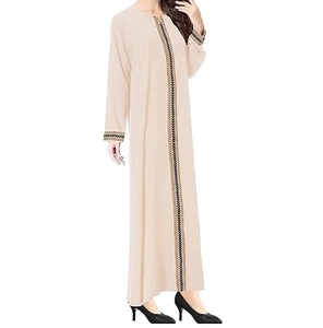 Robes Abaya pour femmes, Hijab, couleur unie, élégantes, mode musulmane, col carré, décontractées, amples, plissées, longueur au sol, Burqa, style arabe, respirantes - Product Image 1