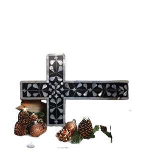 Incrustation de nacre de luxe croix chrétienne tenture murale faite à la main pour la décoration de la maison religieuse utilisation de l'église et cérémonies de baptême - Product Image 2