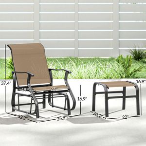 Set di Sedie a Dondolo da Esterno con Schienale Alto e Seduta Larga in PE Color Beige per Veranda, Giardino, Cortile o Ospedale per Uso Esterno - Product Image 3