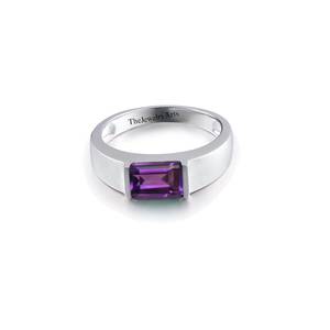 Anillo de Compromiso de Oro Rosa de 14K con Gema Púrpura Delicada, Anillo de Amatista con Corte Esmeralda Natural para Mujer, Joyería de Promesa Solitaria, Regalo - Product Image 2