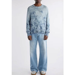 Pull-over en tricot 100 % coton pour homme, coupe oversize, effet délavé, avec logo personnalisé, imprimé par transfert thermique, respirant, haute qualité - Product Image 2