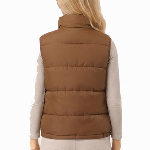 New Designs Women Sleeveless Solid Color Hooded Puffer Vest Zipper Casual Regular Length Puffer Waistcoat Cotton Bubble <b>Jacket</b> - Product Image 2