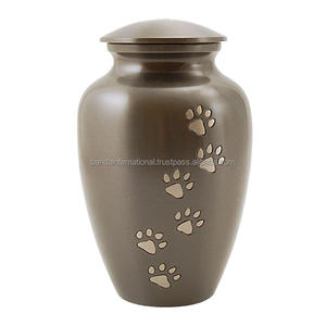 Urnas para mascotas de cremación de latón de alta calidad con estampado de pata, urnas funerarias de Metal con acabado dorado y Peltre para cenizas humanas - Product Image 6