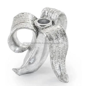 Bougeoir décoratif en métal pour la décoration Bougeoir antique banane pelée argent glamour pour Noël à la maison - Product Image 3