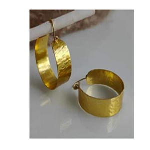 Boucles d'oreilles créoles en laiton plaqué or au design élégant, style vintage, bijoux unisexes, collection premium pour occasions spéciales - Product Image 3