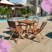 Ensemble table et chaises de salle à manger en bois massif moderne pour hôtels et restaurants, utilisation en extérieur, fabrication vietnamienne, 4 places