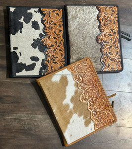 A4 Business Padfolio Hand Tooled Leather <b>File</b> <b>Organizer</b> Portfolio Document Folder Multi-pocket Conference Folder 3 Ring Binder - Product Image 4