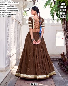 Lehenga Choli nupcial Noor-e-Magenta, largo hasta el suelo, tradicional, de Chanderi, para Diwali, bodas y fiestas, de secado rápido - Product Image 3
