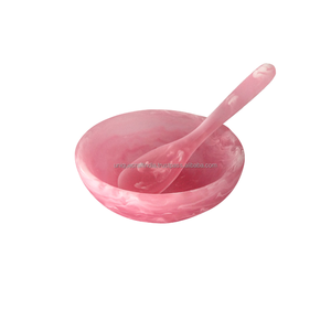 Juego de cuencos de resina ForgeMist | Resina inspirada en acero fundido con cucharas de grano dividido para comedor sin procesar y exhibición culinaria moderna - Product Image 1