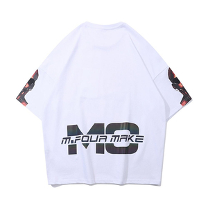 Camiseta Negra Extra Grande para Hombre con Estampado Fotográfico, Estilo Urbano, Manga Corta, Cuello Redondo, Algodón Jersey - Product Image 4