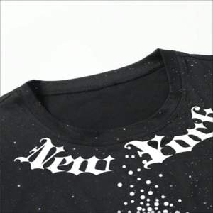 เสื้อยืดคอตตอนย้อมสีแบบวินเทจสำหรับผู้ชาย ดีไซน์เองได้ สไตล์ฮิปฮอป ประดับเพชรเทียม แฟชั่นแนวสตรีท คอกลม ใส่สบายๆ - Product Image 4