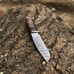 Handmade Damascus Steel <b>Drop</b> Point Straight Professional Multi-functional Camping Carving Knife Full Tang Wood Handle DIY Grade - Product Image 5