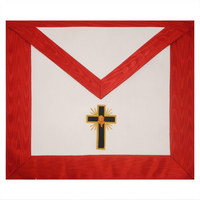 Tablier de Régalia Maçonnique Rite Écossais 18ème Degré, en Tissu Rouge et Blanc, avec Badge Croix Latine Brodé, Style Classique Rectangulaire