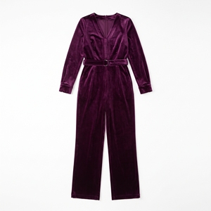 Combinaison en velours d'hiver pour femmes, tenue décontractée luxueuse en une seule pièce, OEM ODM, vente en gros, logo personnalisé, faible MOQ - Product Image 1