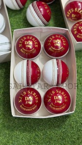 Wholesale Professional <b>Cricket</b> Red <b>White</b> Two Tone Leather Club <b>Cricket</b> Practice Ball 156GM Balls Custom Logo Factory Supply - Product Image 2
