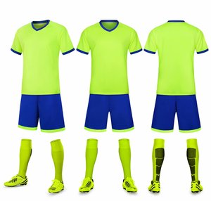 Custom Blue <b>Soccer</b> Uniform Kit Men's V-Neck Short Sleeve 100% Polyester Moisture Wicking All Seasons Team Wear - Product Image 4