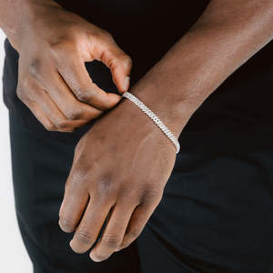 Bracelet cubain en moissanite VVS1, argent sterling 925, bracelet cubain Miami serti de pierres pour hommes - Product Image 4