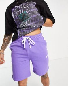 Pantalones Cortos de Algodón Morados para Hombre, Cintura Media, Elásticos, Transpirables, Casuales, de Color Sólido, Tejido de Tela - Product Image 4