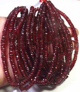 Cuentas de Granate Rojo Natural de Mozambique de Calidad AAA, Facetadas, de 5 mm con Perforación Central, Cuentas de Granate Africano en Forma de Disco Heishi, 9 Pulgadas - Product Image 4
