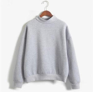 Prix abordable – Nouveau pull molletonné uni pour femme, col montant, coupe ample - Product Image 1