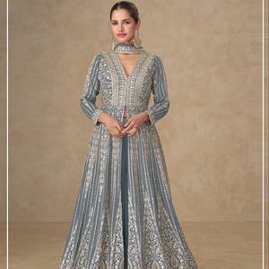 ชุดอานาร์กาลีแบบเย็บสำเร็จไซส์ฟรี ยี่ห้อชิโนน พร้อมงานปักและประดับเลื่อม สำหรับคอลเลคชั่นชุดชาติพันธุ์อินเดียและปากีสถาน - Product Image 1