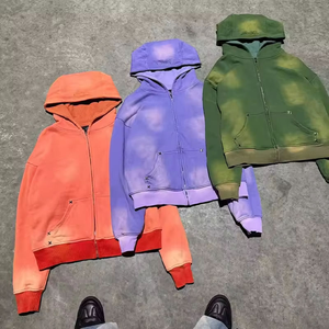 เสื้อฮู้ดซิปแบบย้อมสีพิเศษสำหรับผู้ชาย ผ้าฝ้าย 100% เฟรนช์เทอร์รี่ ทรงโอเวอร์ไซส์ - Product Image 6