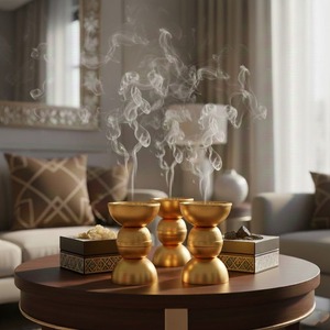 Nordic Triple Sphere Metal Incense Burner Minimalist Charcoal <b>Bakhoor</b> <b>Oud</b> Holder For Luxury Home Decor Use Office & Aromatherapy - Product Image 4