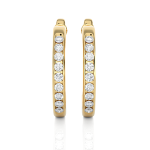 Premium <b>Gold</b> Plated Diamond <b>Huggie</b> Hoop Earrings Lab Grown Stones 18kt <b>Solid</b> <b>Gold</b> Elegant Daily Festive Wear for Wedding Party - Product Image 3