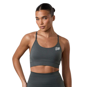 Soutien-gorge de sport rembourré à maintien moyen sans coutures avec logo personnalisé, bretelles spaghetti, séchage rapide, écologique et respirant pour femme - Product Image 4