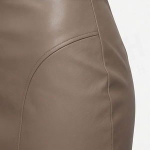 Women High Waist Faux Leather Mini Pencil <b>Skirt</b> Solid Color <b>Tight</b> Fit Minimalist Style All Seasons Wear - Product Image 5