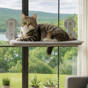 Wholesale Rectangle Modern <b>Cat</b> Window <b>Perch</b> Bed Suction Cup Hanging Hammock Shelf for Living Room Sunbathing OEM/ODM - Product Image 4