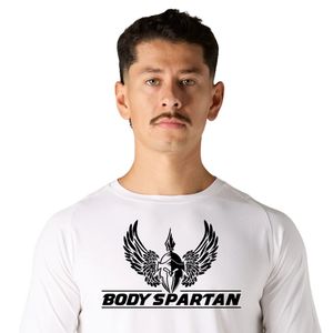 Men's <b>White</b> Long Sleeve T Shirt Soft Cotton Crew Neck Casual Sportswear Training Fitness Lifestyle Fashion Top - Product Image 2