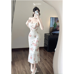 เดรสยาวผ้าตาข่ายลายดอกไม้สำหรับผู้หญิง สายเดี่ยว ทรงเมอร์เมด ET1234 ขายส่ง - Product Image 1