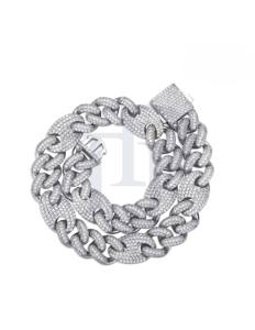 สร้อยคอฮิปฮอปแบบคิวบันลิงค์สั่งทำพิเศษ เงินสเตอร์ลิงประดับโมอิสซาไนต์หรือเพชรแล็บ พร้อมทอง 10K และ 14K ประดับเพชรแล็บสุดหรู - Product Image 1