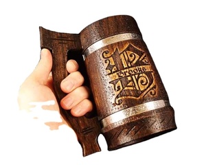 Chope à bière en bois de style antique, artisanale, rustique, pour homme, cadeau et collection, mugs à boire en bois faits à la main - Product Image 1
