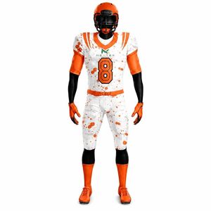 Custom Mens <b>Paint</b> Splatter Football Uniform <b>Set</b> Sublimation Twill Number Zipper Padded Jersey Compression Pants Team Kit - Product Image 2