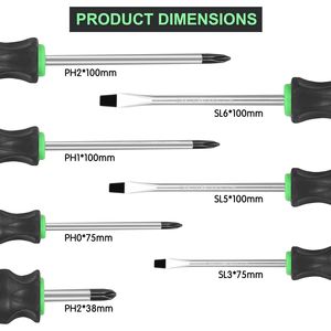 Juego de Destornilladores Magnéticos Profesionales de 7 Piezas con Empuñadura Acolchada, 4 Phillips y 3 Planos - Product Image 2