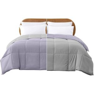 Piumino Reversibile Modern Threads per Letto Queen, Viola/Argento, Alternativa alla Piuma d'Oca - Product Image 1