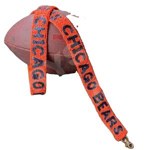 CRYSTAL CRAFT Chicago Bears Correa de monedero de cuentas de cristal de oro blanco personalizada Opción de logotipo personalizado de estilo indio - Product Image 2