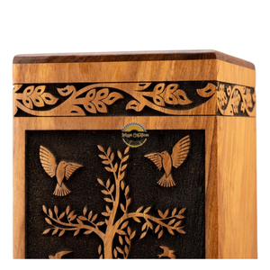 AYAANS Rosewood wooden Hand Carved Wooden Hot Selling cremation Urn <b>Box</b> for Adult Ashes Wholesale Cremation Urns (6X6X11)IN - Product Image 5