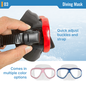 Máscara de buceo de dos lentes con correa de Lentes de vidrio de bajo volumen de ajuste rápido y hebillas Diseño impermeable - Product Image 4