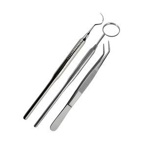 ชุดเครื่องมือทันตกรรม 3 ชิ้น ทำจากสแตนเลสสตีล ประกอบด้วยกระจกตรวจฟัน ที่คีบ และอุปกรณ์ทำความสะอาด สำหรับขจัดคราบหินปูนและคราบพลัค ชุดดูแลสุขภาพช่องปาก - Product Image 3