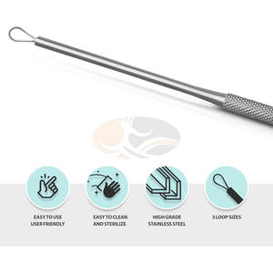 Billeau Stainless Steel Ear Wax Removal <b>Tool</b> Ear Loop Curette Pick Medical Professional <b>Safe</b> Durable Reusable Ear Cleaning Kit - Product Image 2
