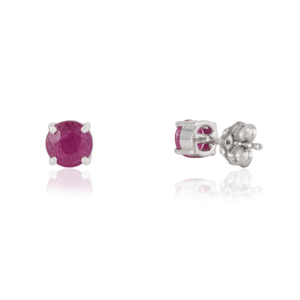 Minimal Design Round Cut Authentic Ruby July Birthstone 925 Sterling <b>Silver</b> <b>Stud</b> Earrings For Women's - Product Image 6