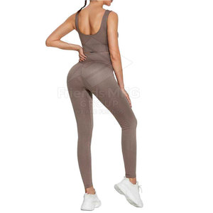 In Stock Made in Pakistan Women <b>Yoga</b> <b>Set</b> 2-Piece Quick Dry Eco-Friendly Spandex/Polyester Solid Pattern Casual Wear Low Price - Product Image 2