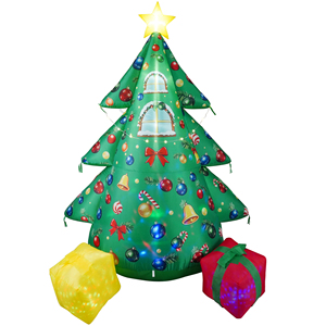 Sapin de Noël gonflable d'extérieur avec lumières LED et boîtes cadeaux – Décoration de jardin pour les fêtes de Noël - Product Image 1